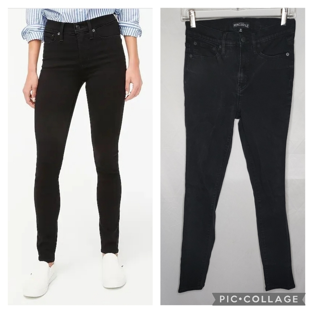 Womens J.Crew Mercantile 10" High Rise Black Skinny Jean Signature Stretch 26